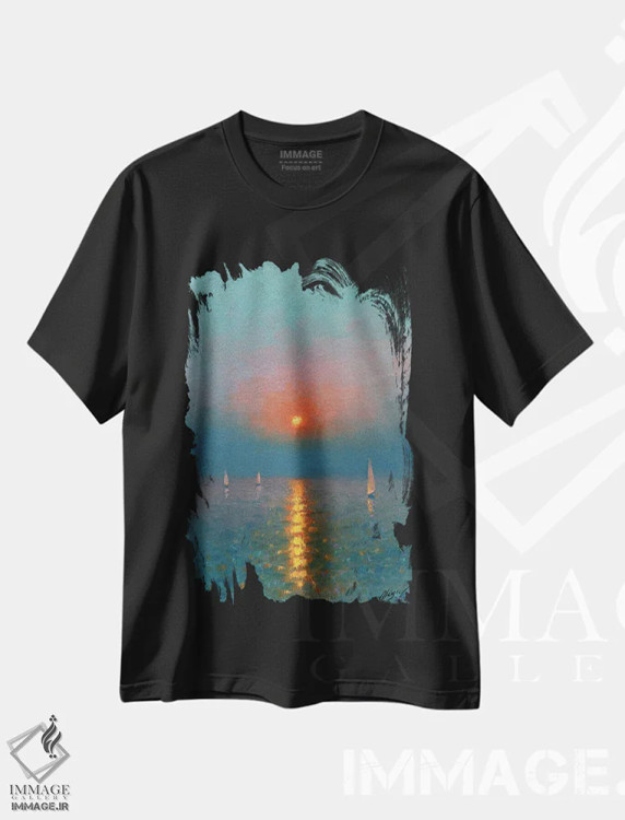 تیشرت مشکی طرح دار غروب چهارم، هنر فاخر معاصر اثر دمیتری اولین | immage.ir