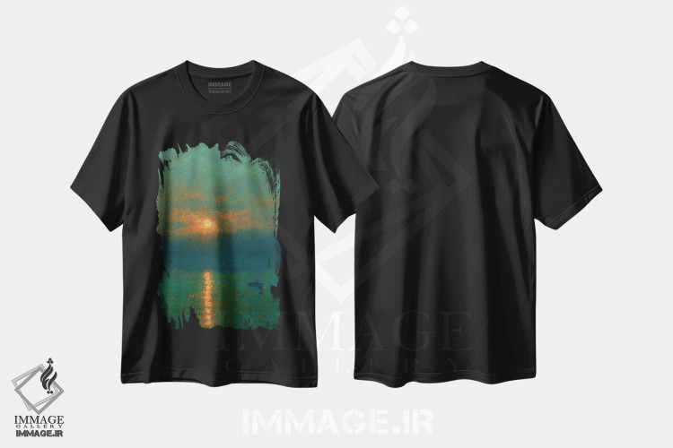 تیشرت مشکی طرح دار غروب سوم، هنر فاخر معاصر اثر دمیتری اولین | فروشگاه ایماژ