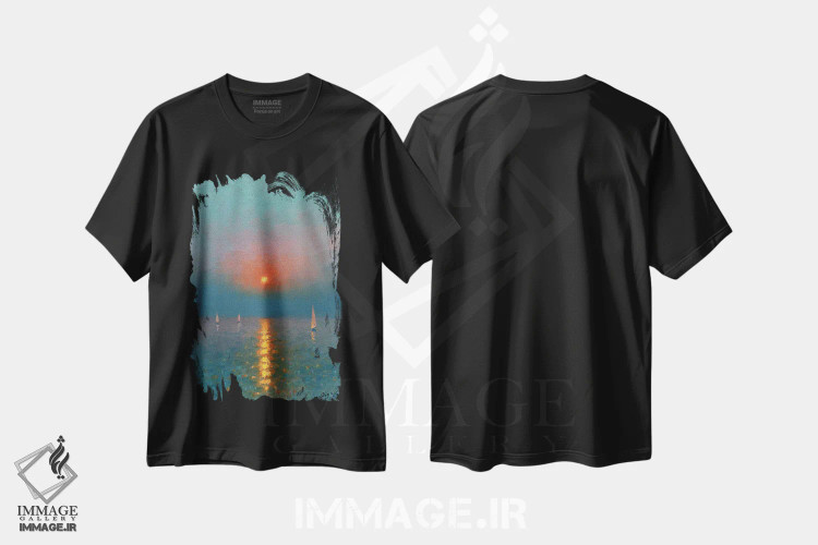 تیشرت مشکی طرح دار غروب چهارم، هنر فاخر معاصر اثر دمیتری اولین | immage.ir