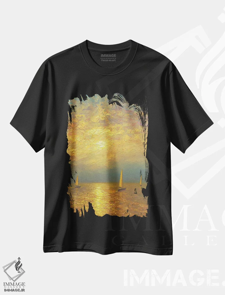 تیشرت مشکی طرح دار دریا بیستم، دکور ساحلی اثر دمیتری اولین | immage.ir