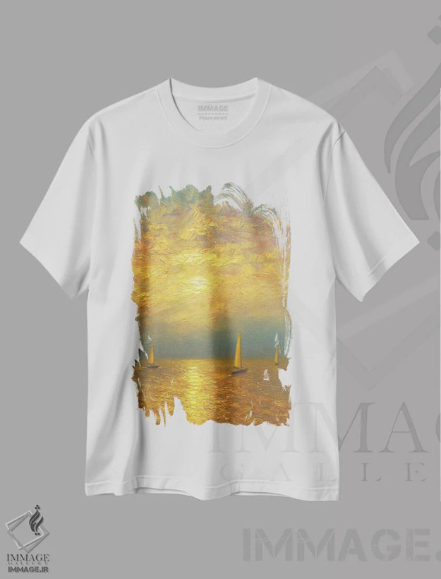 تیشرت سفید طرح دار دریا بیستم، دکور ساحلی اثر دمیتری اولین | فروشگاه ایماژ