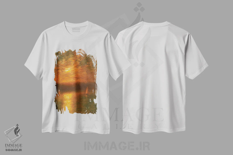 تیشرت سفید طرح دار غروب پنجم، دکور ساحلی اثر دمیتری اولین | immage.ir