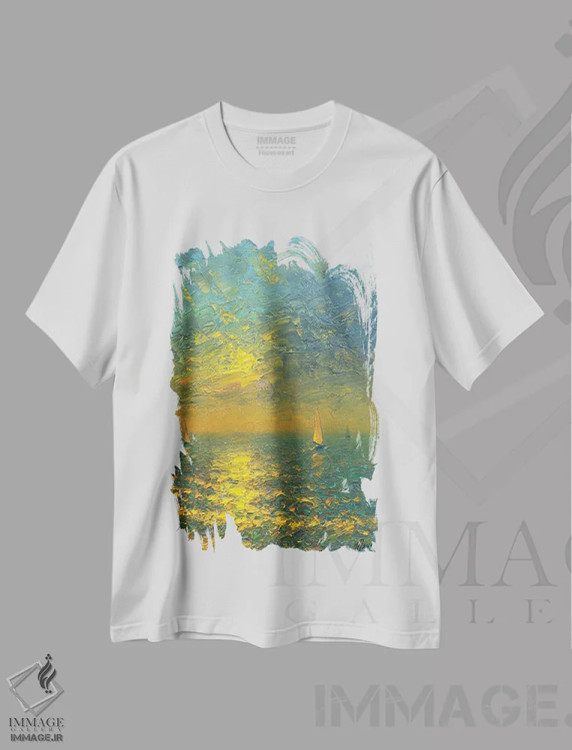 تیشرت سفید طرح دار دریا بیست و ششم، دکور ساحلی اثر دمیتری اولین | فروشگاه ایماژ