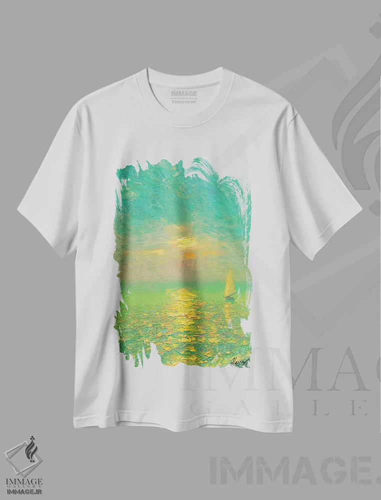 تیشرت سفید طرح دار دریا بیست و پنجم، دکور ساحلی اثر دمیتری اولین | immage.ir