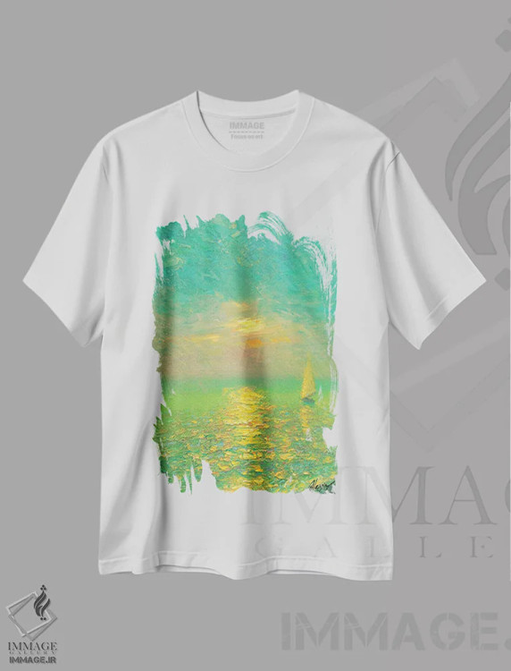تیشرت سفید طرح دار دریا بیست و پنجم، دکور ساحلی اثر دمیتری اولین | immage.ir