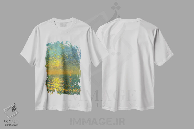 تیشرت سفید طرح دار دریا بیست و ششم، دکور ساحلی اثر دمیتری اولین | فروشگاه ایماژ