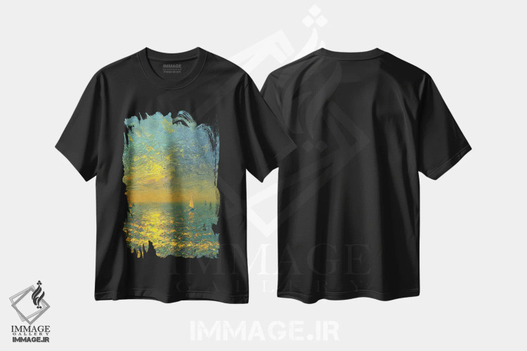 تیشرت مشکی طرح دار دریا بیست و ششم، دکور ساحلی اثر دمیتری اولین | immage.ir