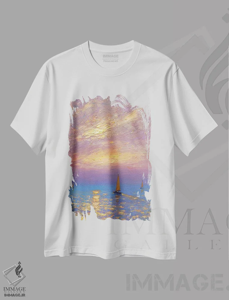 تیشرت سفید طرح دار دریا بیست و هشتم، دکور ساحلی اثر دمیتری اولین | immage.ir