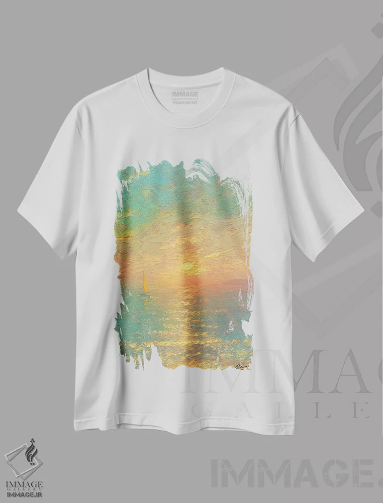 تیشرت سفید طرح دار دریا بیست و هفتم، دکور ساحلی اثر دمیتری اولین | immage.ir