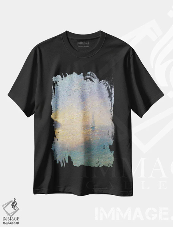 تیشرت مشکی طرح دار عصر هشتم، دکور ساحلی اثر دمیتری اولین | فروشگاه ایماژ