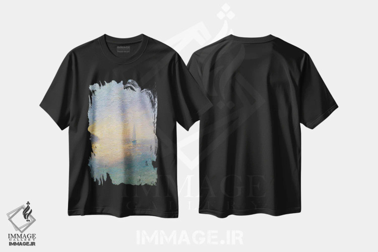 تیشرت مشکی طرح دار عصر هشتم، دکور ساحلی اثر دمیتری اولین | فروشگاه ایماژ