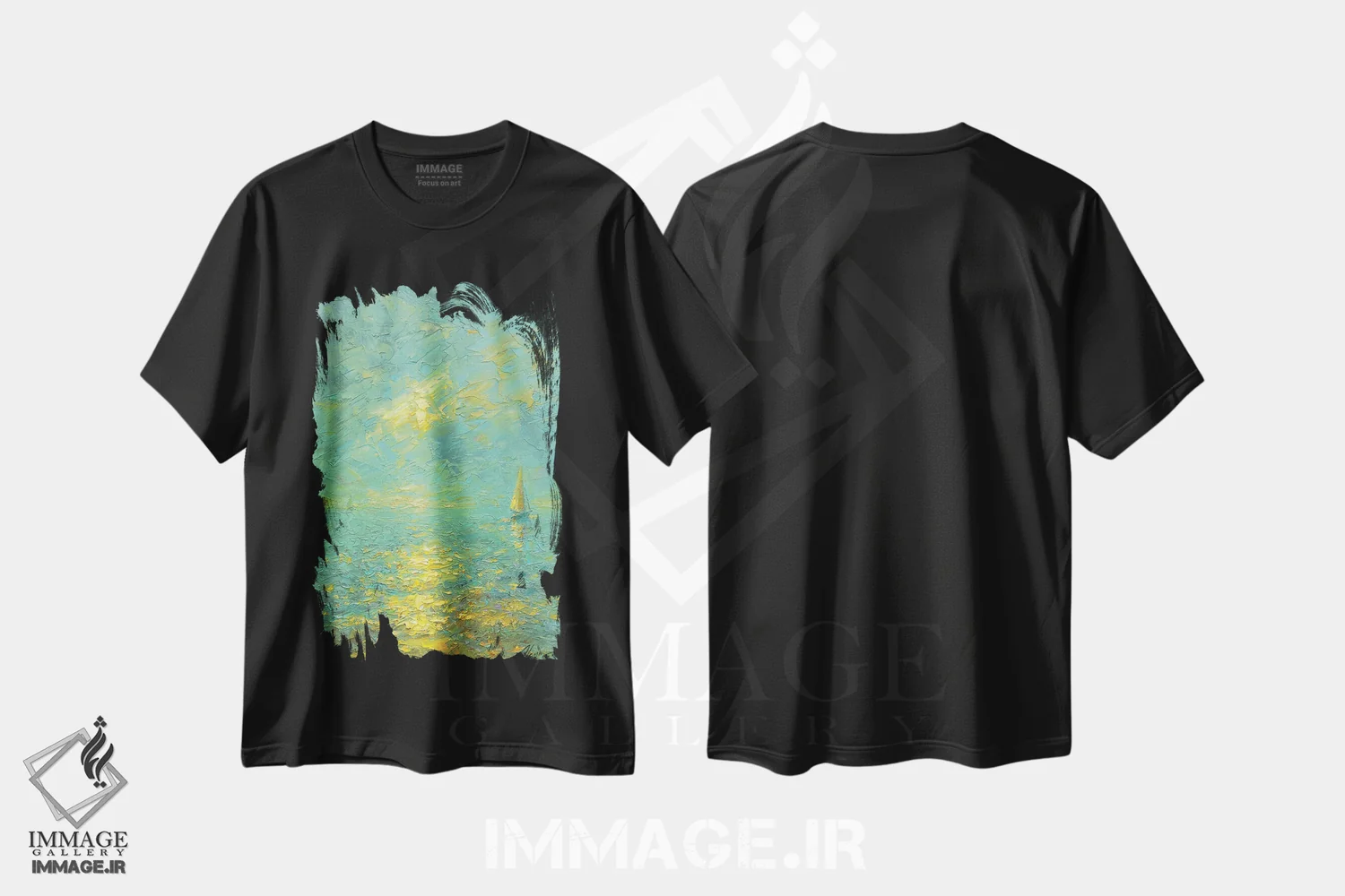 تیشرت مشکی طرح دار عصر نهم، دکور ساحلی اثر دمیتری اولین | immage.ir