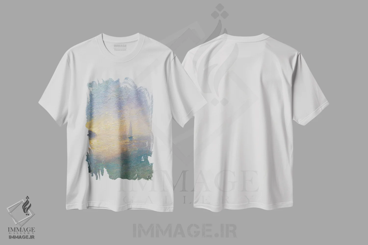 تیشرت سفید طرح دار عصر هشتم، دکور ساحلی اثر دمیتری اولین | immage.ir