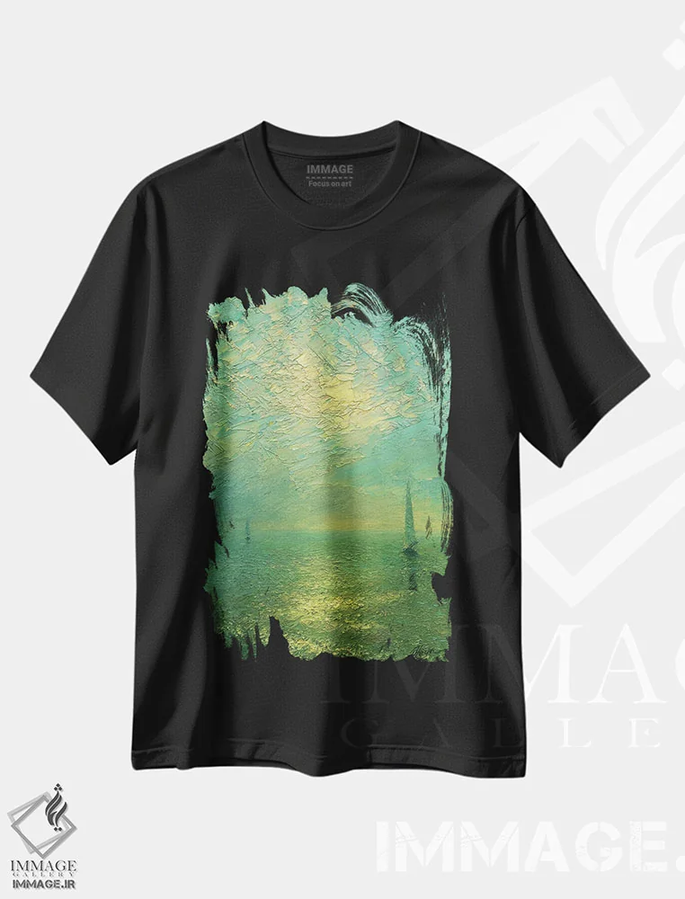 تیشرت مشکی طرح دار دریای عصر دوم، هنر فاخر معاصر اثر دمیتری اولین | immage.ir