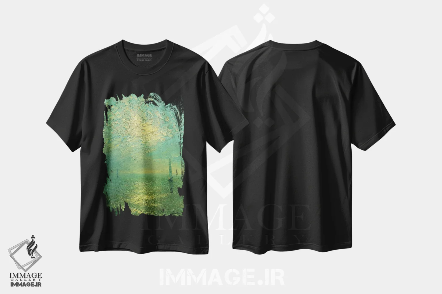 تیشرت مشکی طرح دار دریای عصر دوم، هنر فاخر معاصر اثر دمیتری اولین | immage.ir