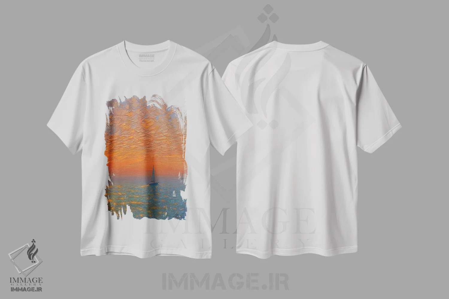 تیشرت سفید طرح دار دریا سی و چهارم، آبستره اثر دمیتری اولین | immage.ir