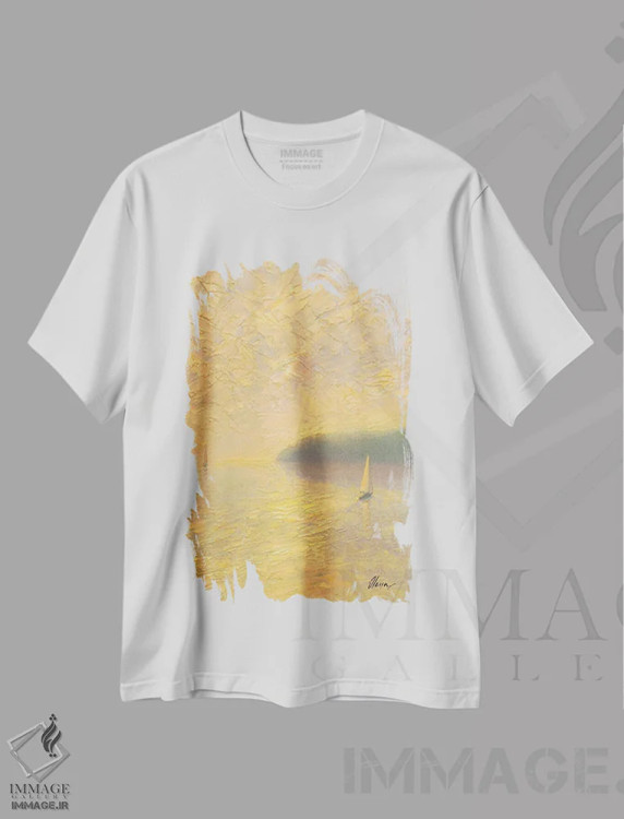 تیشرت سفید طرح دار دریا سی و هفتم، آبستره اثر دمیتری اولین | immage.ir