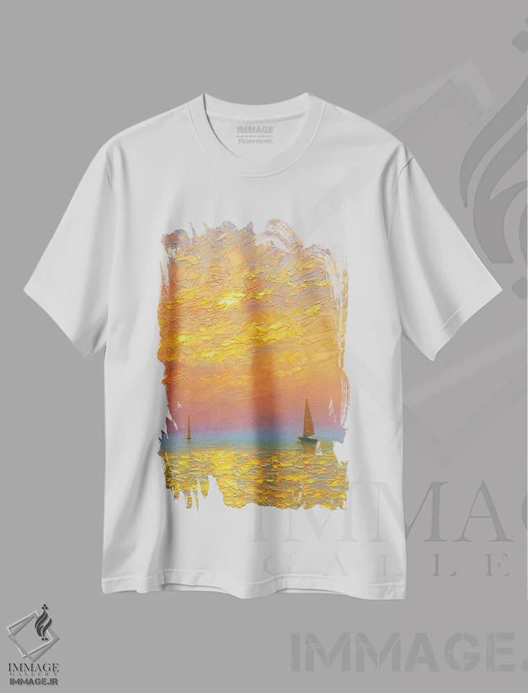 تیشرت سفید طرح دار دریا سی و ششم، آبستره اثر دمیتری اولین | immage.ir