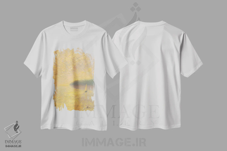 تیشرت سفید طرح دار دریا سی و هفتم، آبستره اثر دمیتری اولین | immage.ir