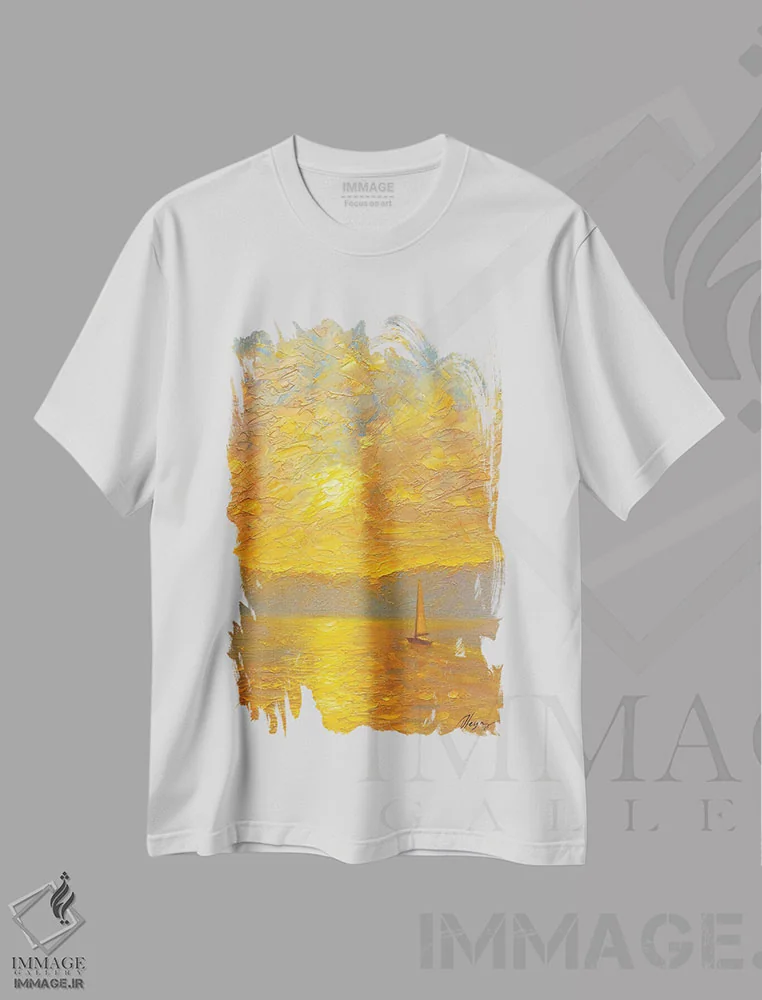 تیشرت سفید طرح دار دریا سی و نهم، آبستره اثر دمیتری اولین | immage.ir