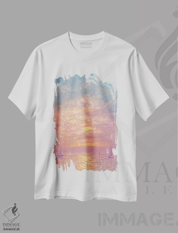 تیشرت سفید طرح دار دریا چهلم، دکور معاصر اثر دمیتری اولین | فروشگاه ایماژ