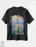 تیشرت مشکی طرح دار غروب یازدهم، دکور معاصر اثر دمیتری اولین | فروشگاه ایماژ