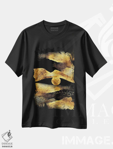 تیشرت مشکی طرح دار سراب فاتا مورگانا، آبستره اثر دافنه هوراِو | فروشگاه ایماژ