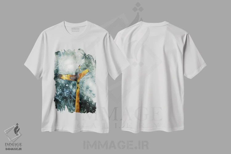 تیشرت سفید طرح دار پرواز انفرادی، آبستره اثر دافنه هوراِو | immage.ir