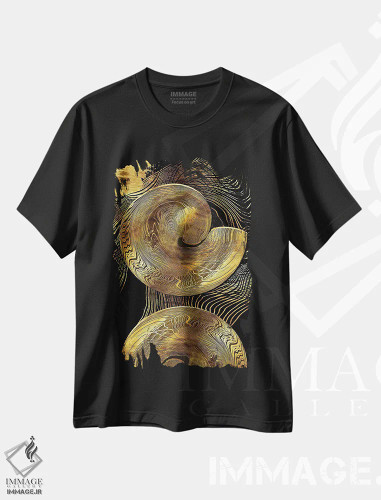 تیشرت مشکی طرح دار بردباری در هم تنیده، آبستره اثر دافنه هوراِو | فروشگاه ایماژ