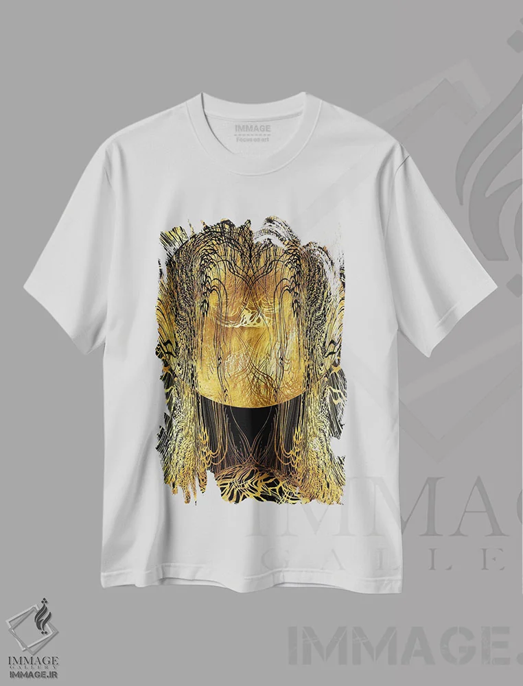 تیشرت سفید طرح دار ماه طلوع کننده نهم، آبستره اثر دافنه هوراِو | فروشگاه ایماژ