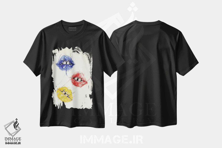 تیشرت مشکی طرح دار سه لب، دکوراسیون جایگزین اثر دوریانا پوپا | فروشگاه ایماژ