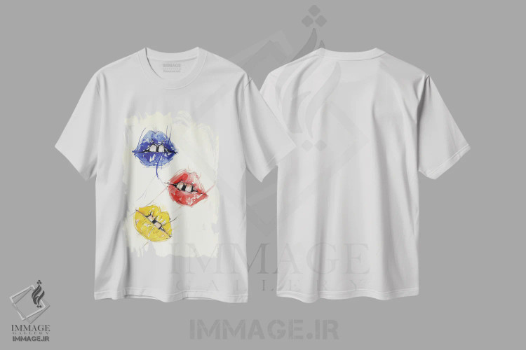 تیشرت سفید طرح دار سه لب، دکوراسیون جایگزین اثر دوریانا پوپا | immage.ir