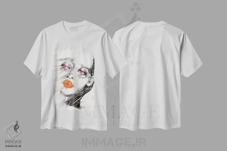 تیشرت سفید طرح دار سر خوردن، دکوراسیون جایگزین اثر دوریانا پوپا | فروشگاه ایماژ