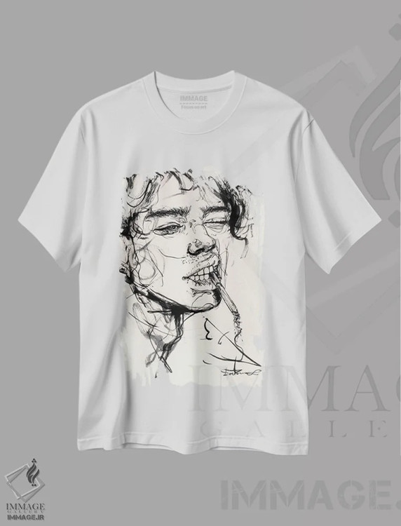 تیشرت سفید طرح دار سیگار کشیدن، دکوراسیون جایگزین اثر دوریانا پوپا | immage.ir