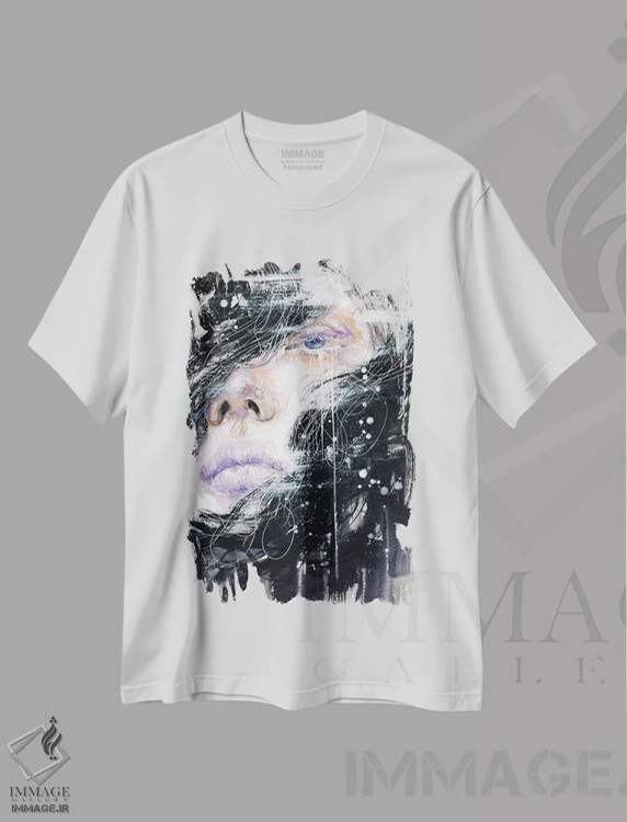 تیشرت سفید طرح دار برف، دکوراسیون جایگزین اثر دوریانا پوپا | فروشگاه ایماژ