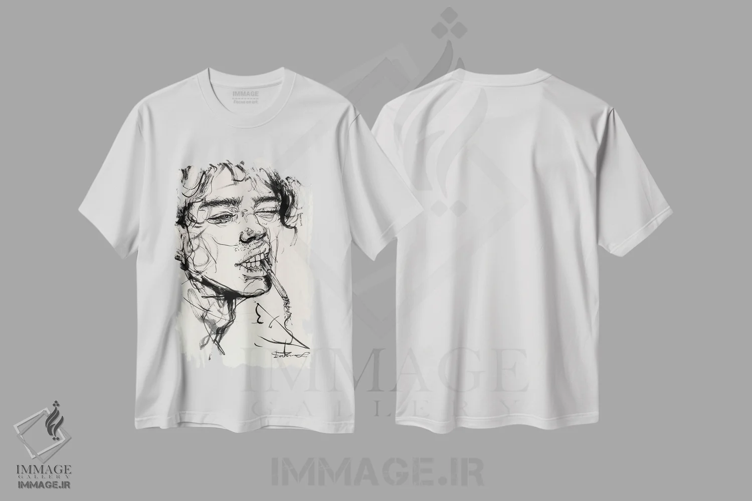 تیشرت سفید طرح دار سیگار کشیدن، دکوراسیون جایگزین اثر دوریانا پوپا | immage.ir