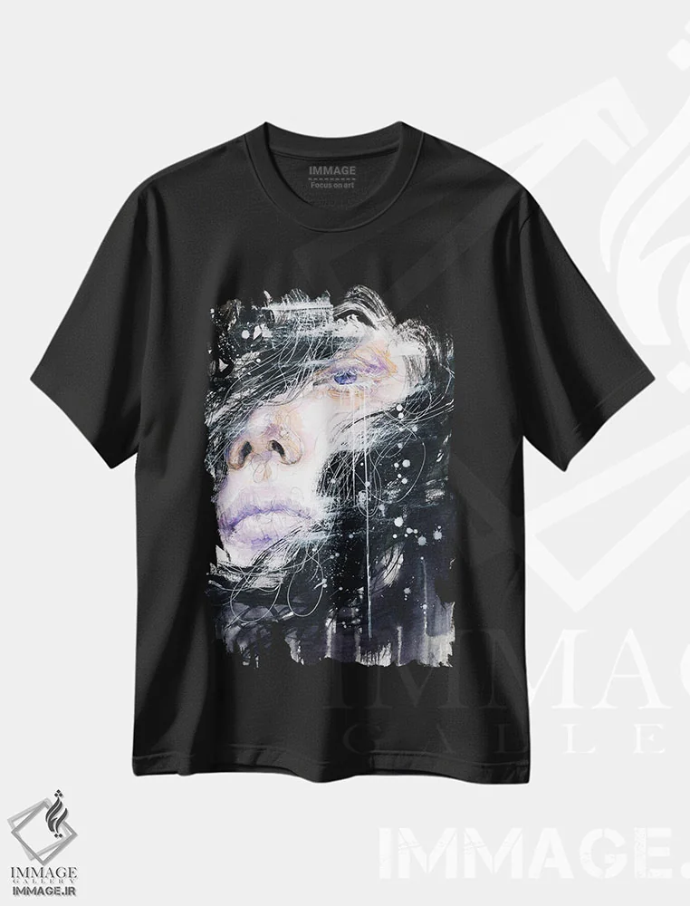 تیشرت مشکی طرح دار برف، دکوراسیون جایگزین اثر دوریانا پوپا | immage.ir