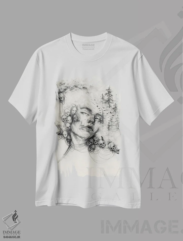 تیشرت سفید طرح دار جایی، دکوراسیون جایگزین اثر دوریانا پوپا | immage.ir