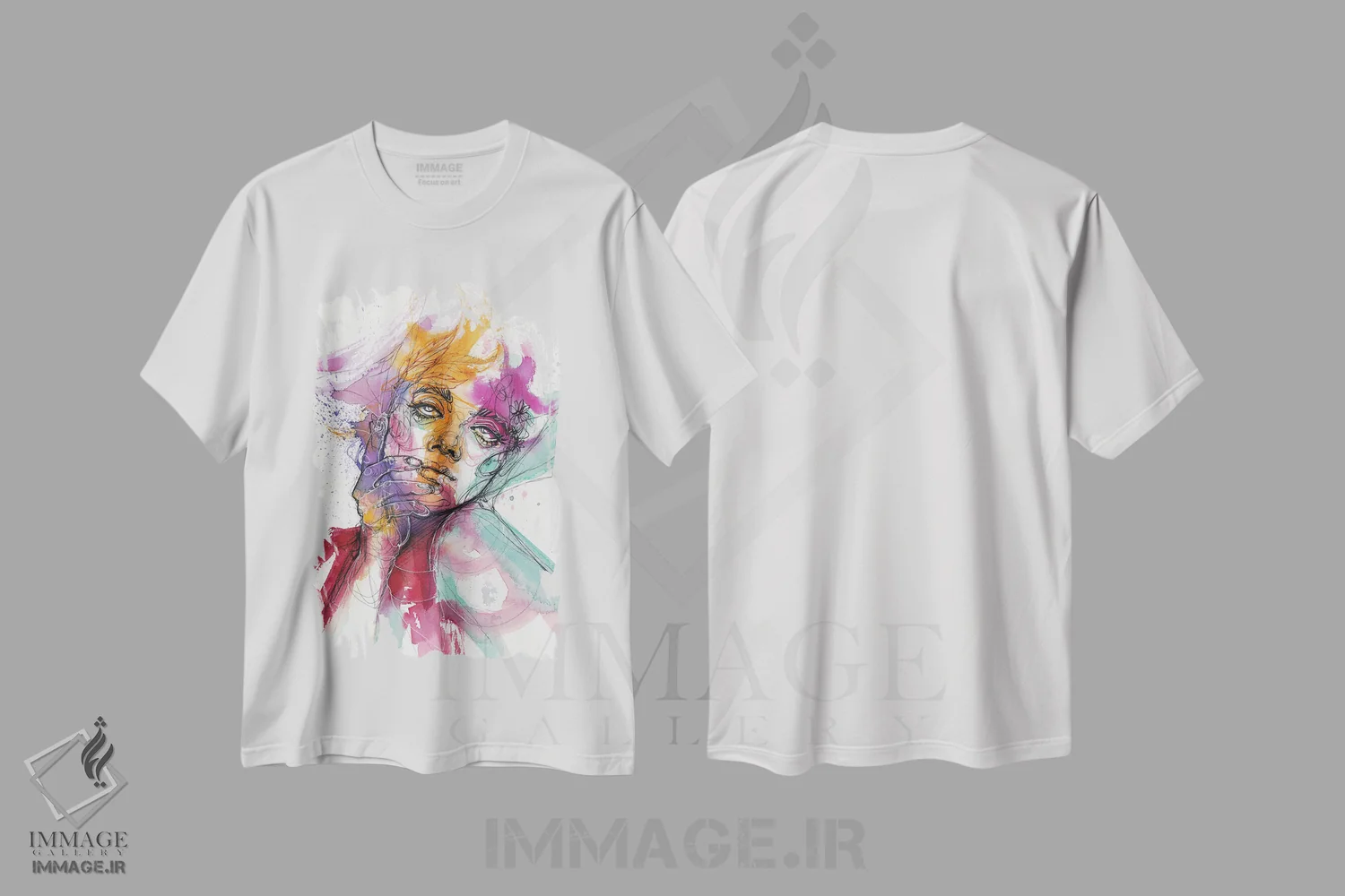 تیشرت سفید طرح دار پاشش رنگ ها، دکوراسیون جایگزین اثر دوریانا پوپا | فروشگاه ایماژ