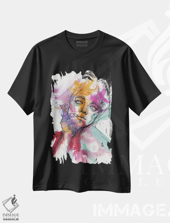 تیشرت مشکی طرح دار پاشش رنگ ها، دکوراسیون جایگزین اثر دوریانا پوپا | immage.ir