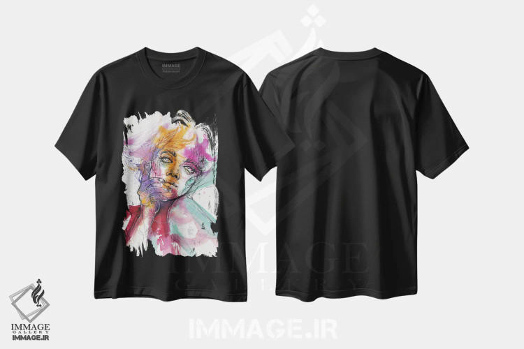 تیشرت مشکی طرح دار پاشش رنگ ها، دکوراسیون جایگزین اثر دوریانا پوپا | immage.ir