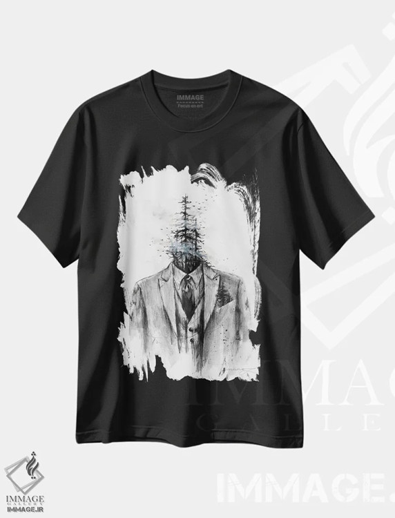 تیشرت مشکی طرح دار کت وشلوار، دکوراسیون جایگزین اثر دوریانا پوپا | فروشگاه ایماژ