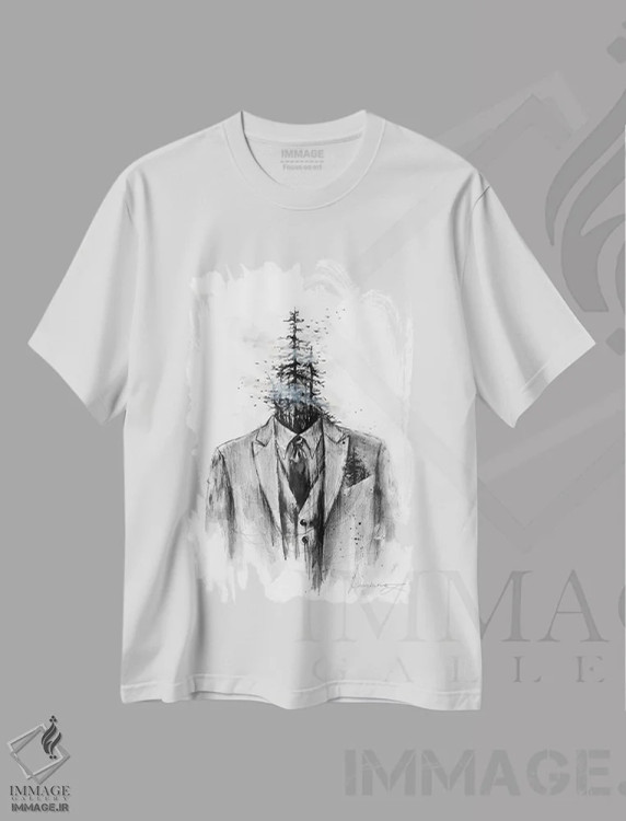 تیشرت سفید طرح دار کت وشلوار، دکوراسیون جایگزین اثر دوریانا پوپا | immage.ir