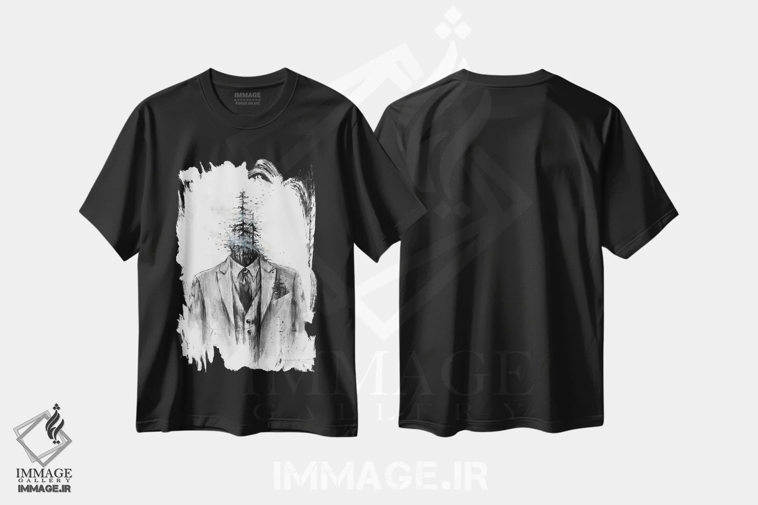 تیشرت مشکی طرح دار کت وشلوار، دکوراسیون جایگزین اثر دوریانا پوپا | فروشگاه ایماژ