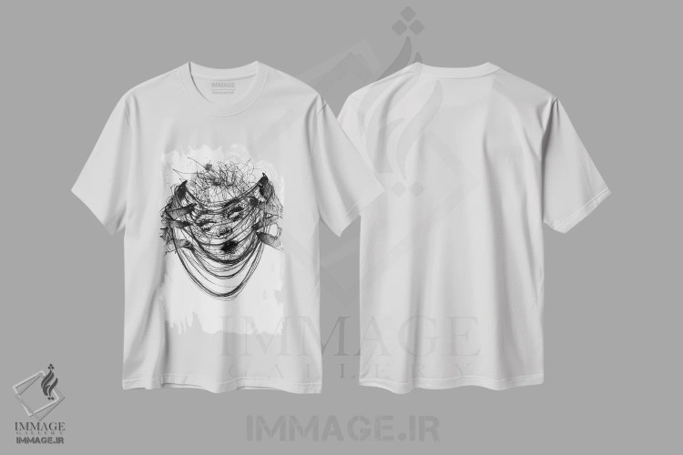 تیشرت سفید طرح دار تاب، دکوراسیون جایگزین اثر دوریانا پوپا | immage.ir