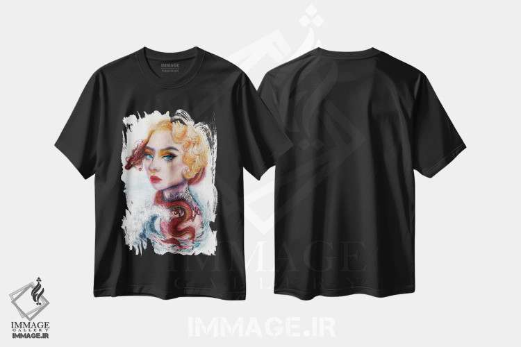 تیشرت مشکی طرح دار اژدهای قرمز، دکوراسیون جایگزین اثر دوریانا پوپا | فروشگاه ایماژ