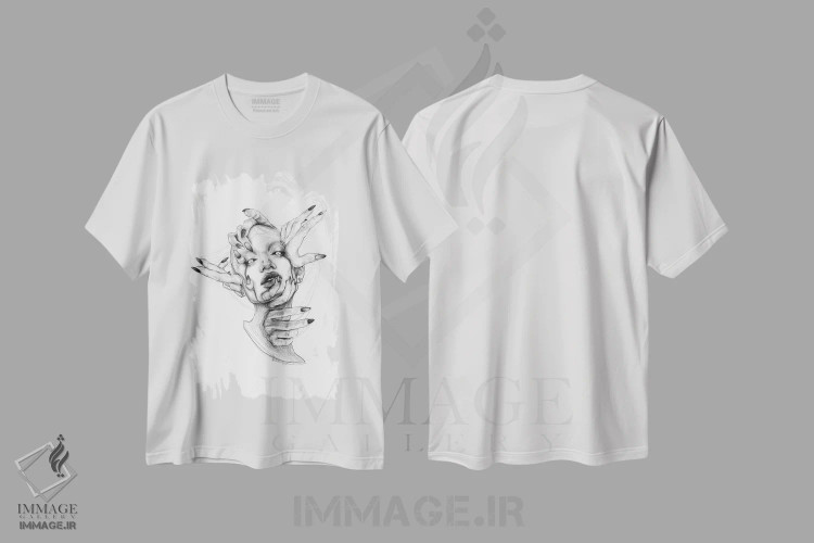 تیشرت سفید طرح دار زل زدن، دکوراسیون جایگزین اثر دوریانا پوپا | فروشگاه ایماژ