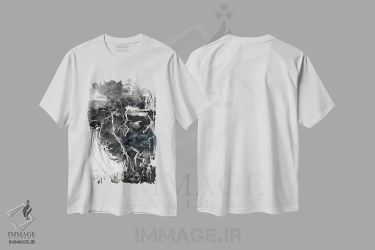 تیشرت سفید طرح دار رعد، دکوراسیون جایگزین اثر دوریانا پوپا | immage.ir
