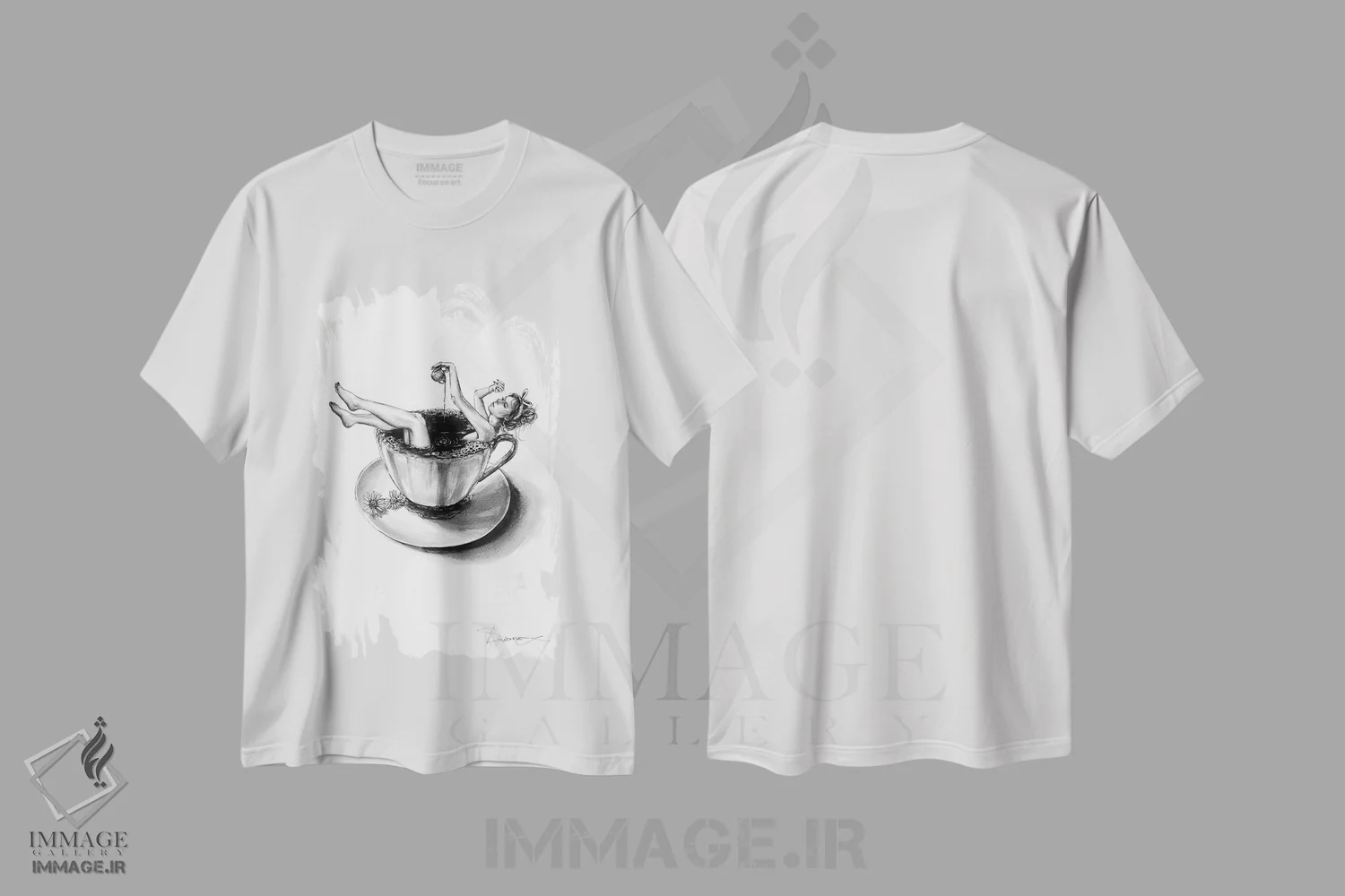 تیشرت سفید طرح دار عاشق قهوه، دکوراسیون جایگزین اثر دوریانا پوپا | immage.ir