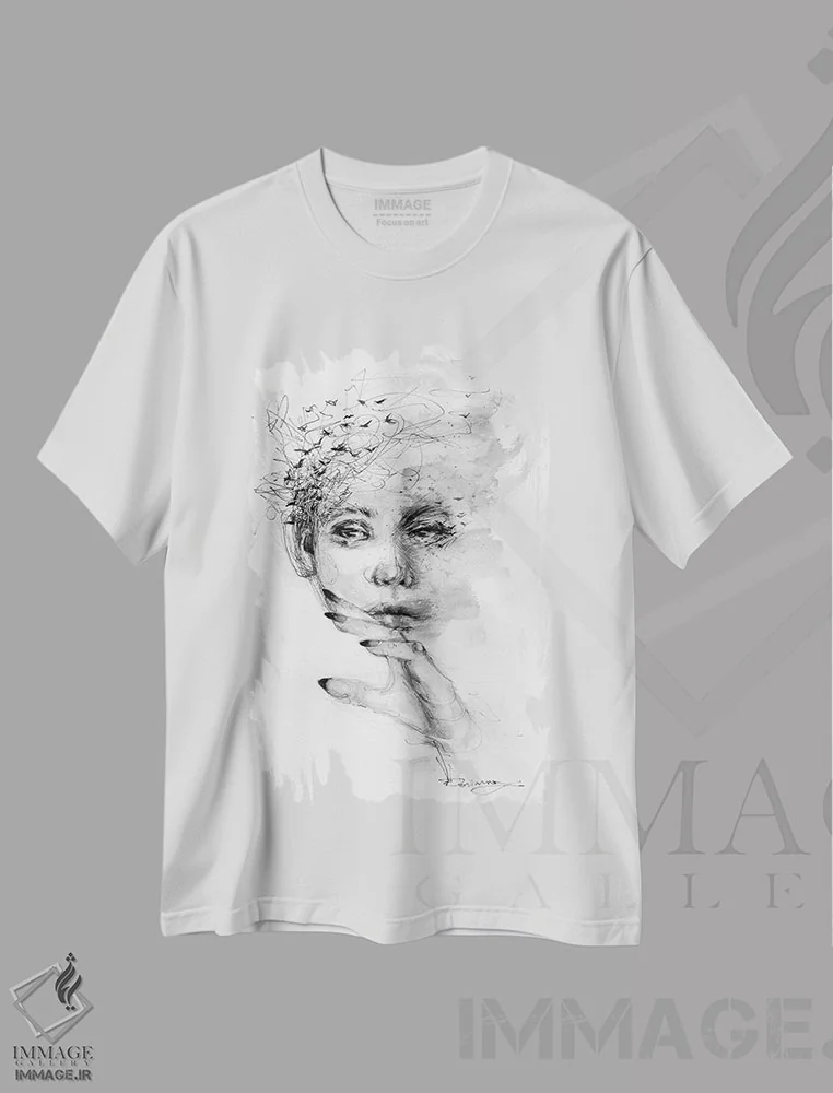تیشرت سفید طرح دار دویدن تند، دکوراسیون جایگزین اثر دوریانا پوپا | فروشگاه ایماژ